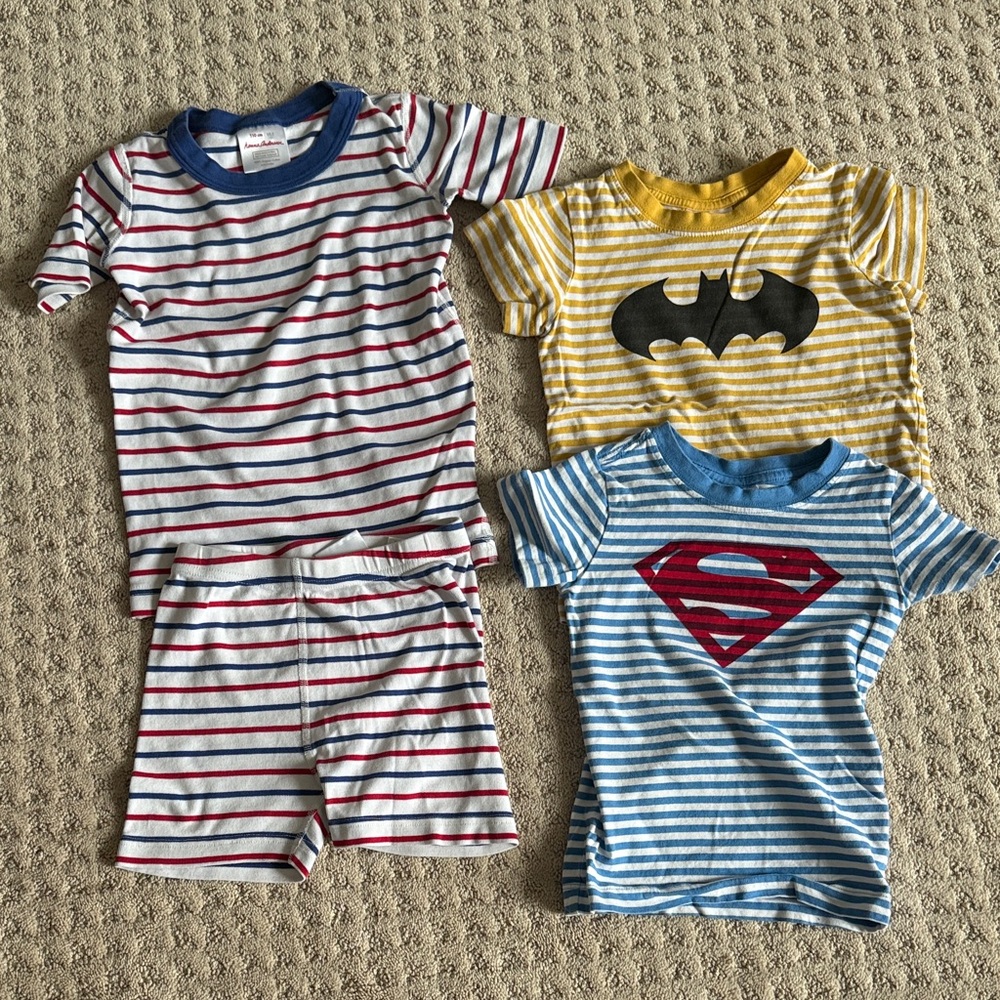 Hanna Andersson Striped Superhero Pajama Set - Red, Blue, Yellow